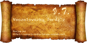 Veszelovszky Teréz névjegykártya